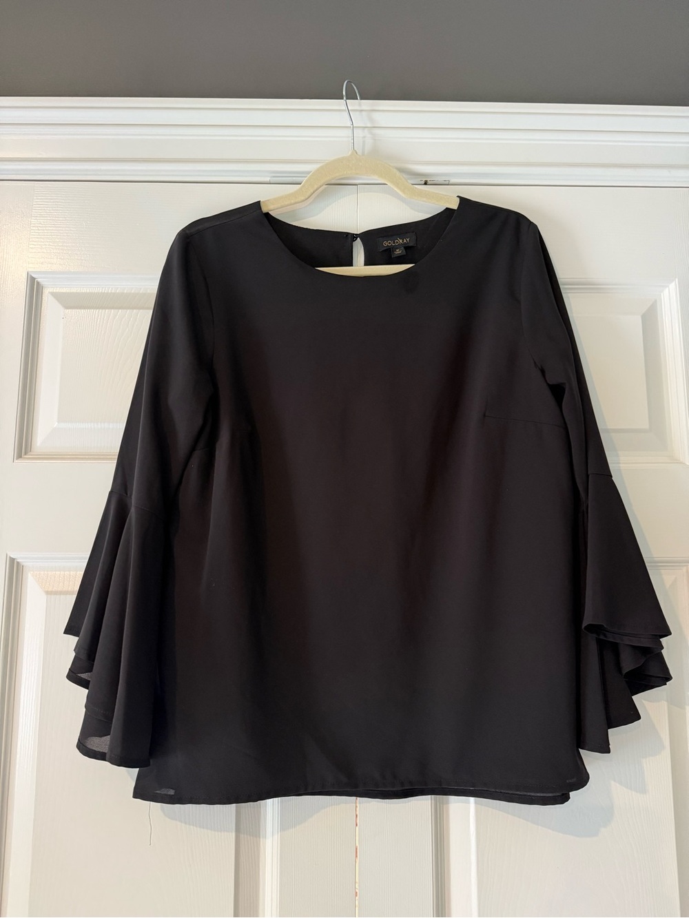 Women's Black Ruffle Sleeve Blouse